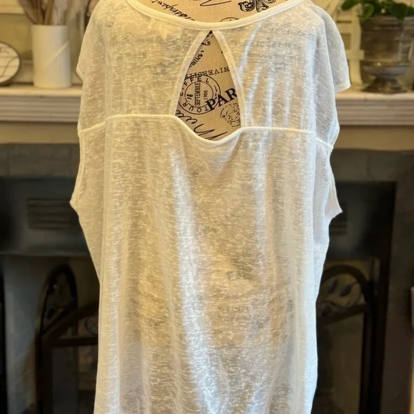 Kate & Sam Gauzy American Flag 4th of July Shirt 3X Sleeveless Peekaboo Back - Picture 6 of 7